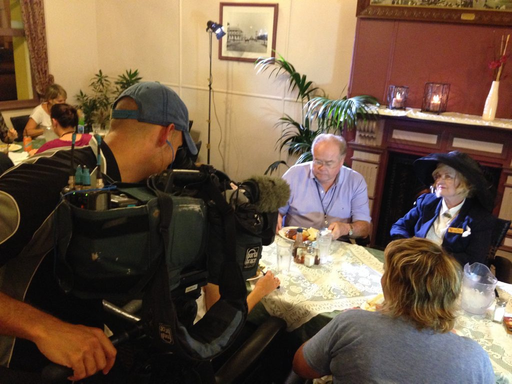 Long-time tour host and Maryborough ambassador Carmel Murdoch with Channel Seven's Queensland Weekender presenter Chris Buddah Handy on a recent ghost tour where an episode for the program was filmed. Long-time tour host and Maryborough ambassador Carmel Murdoch with Channel Seven's Queensland Weekender presenter Chris Buddah Handy on a recent ghost tour where an episode for the program was filmed.